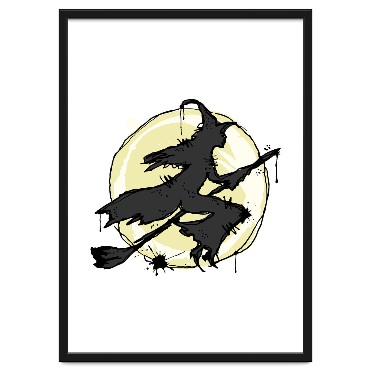 Witch on her broom sketch