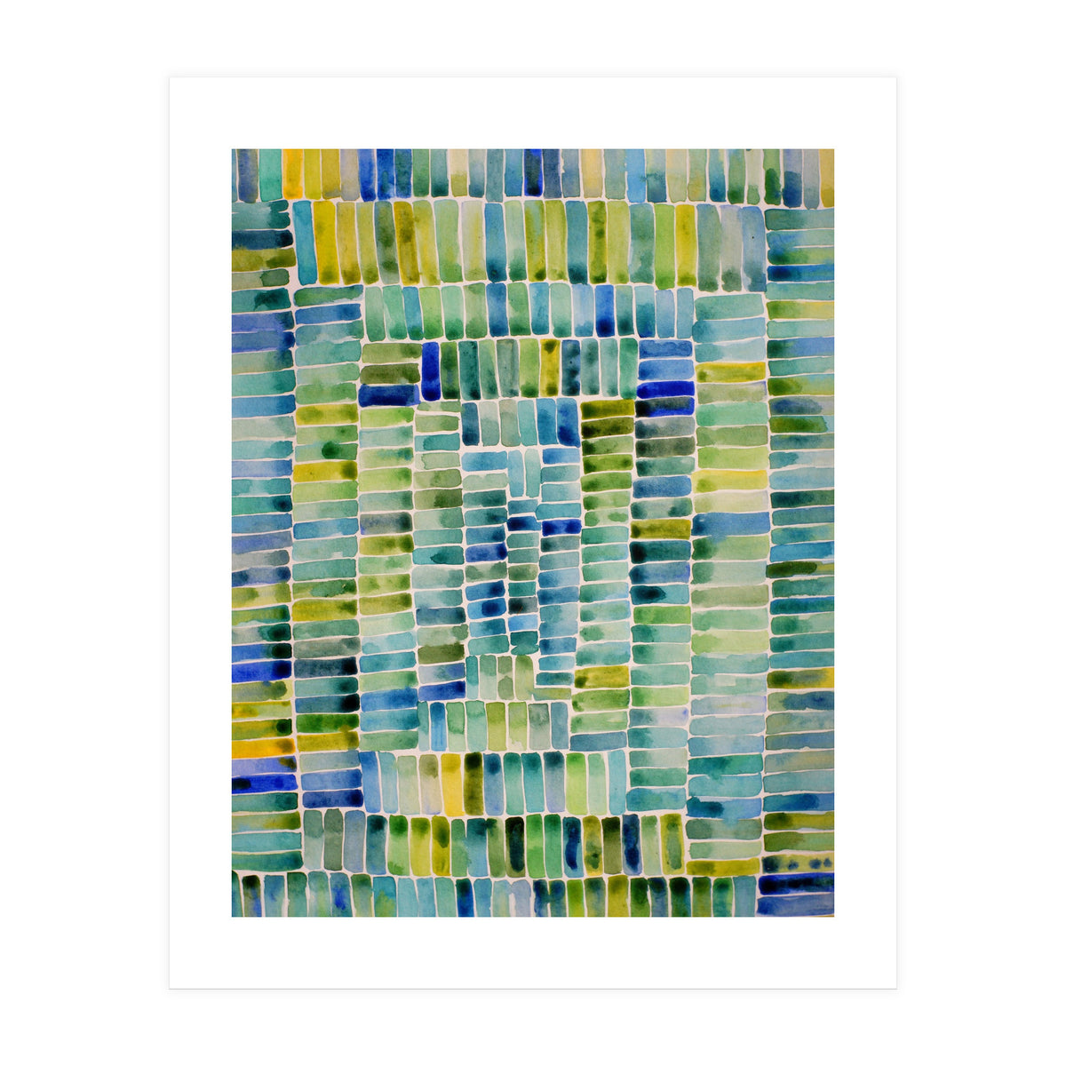 Abstract rectangle pattern in green (Print Only)
