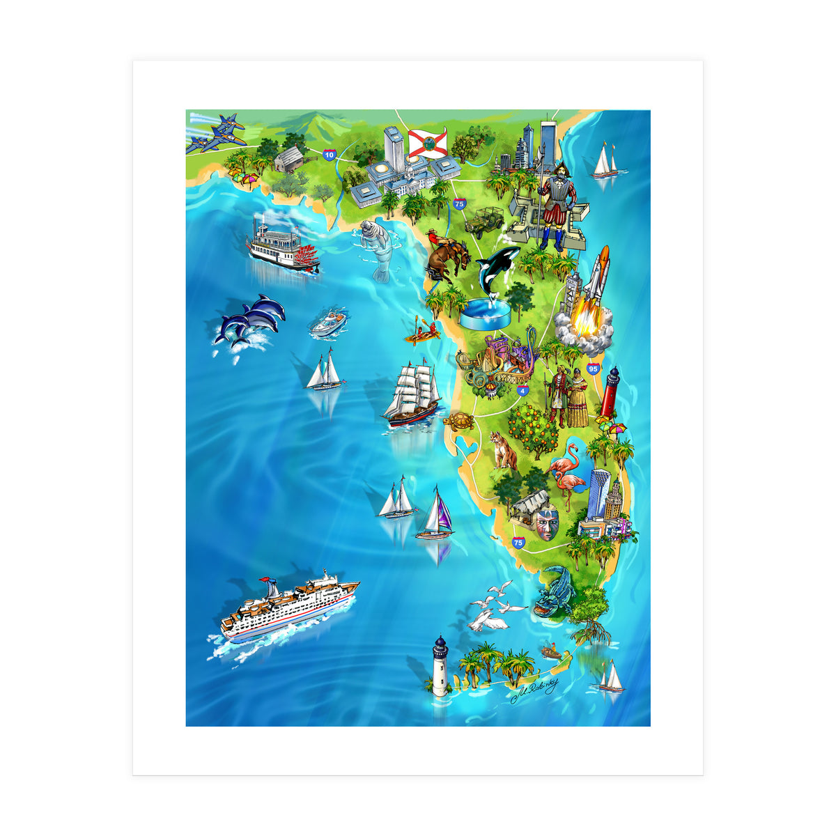 Florida Illustrated Map (Print Only)