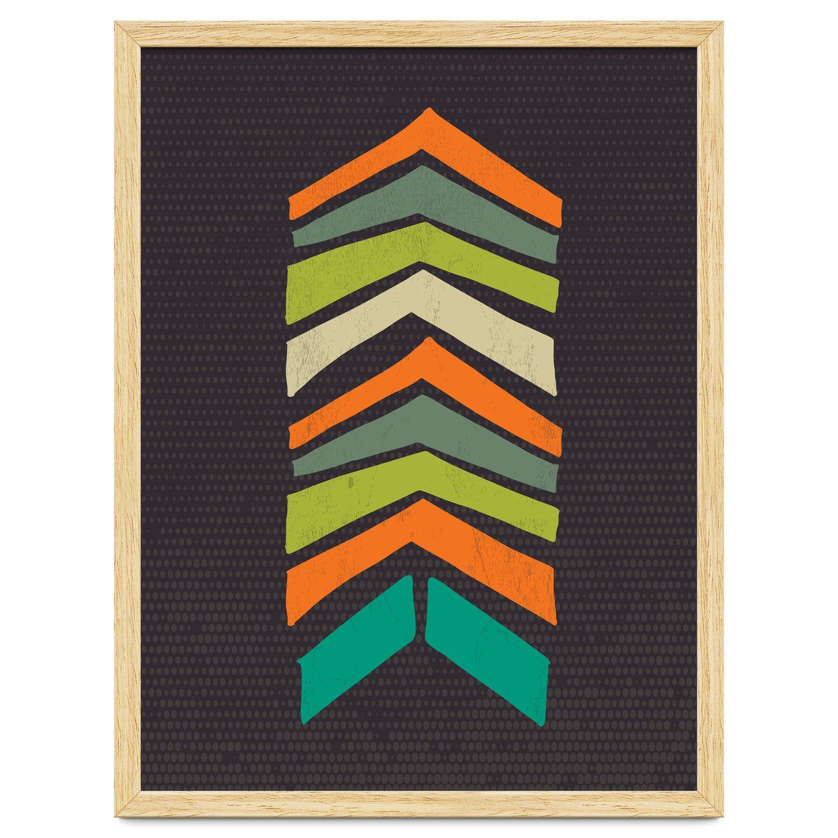 Retro Chevron Print Orange Teal Variation