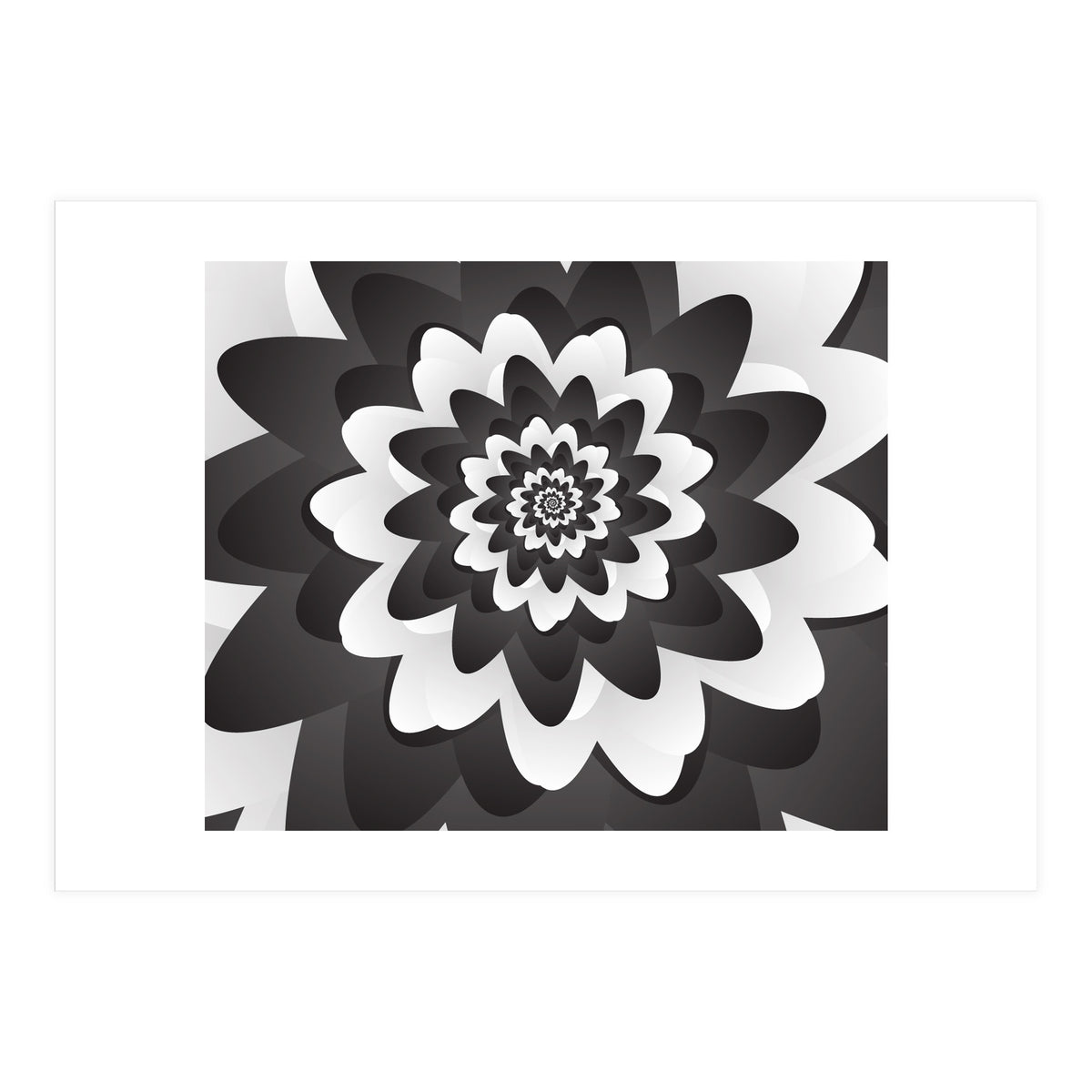 Mono Chrome Flower Spiral Pattern (Print Only)