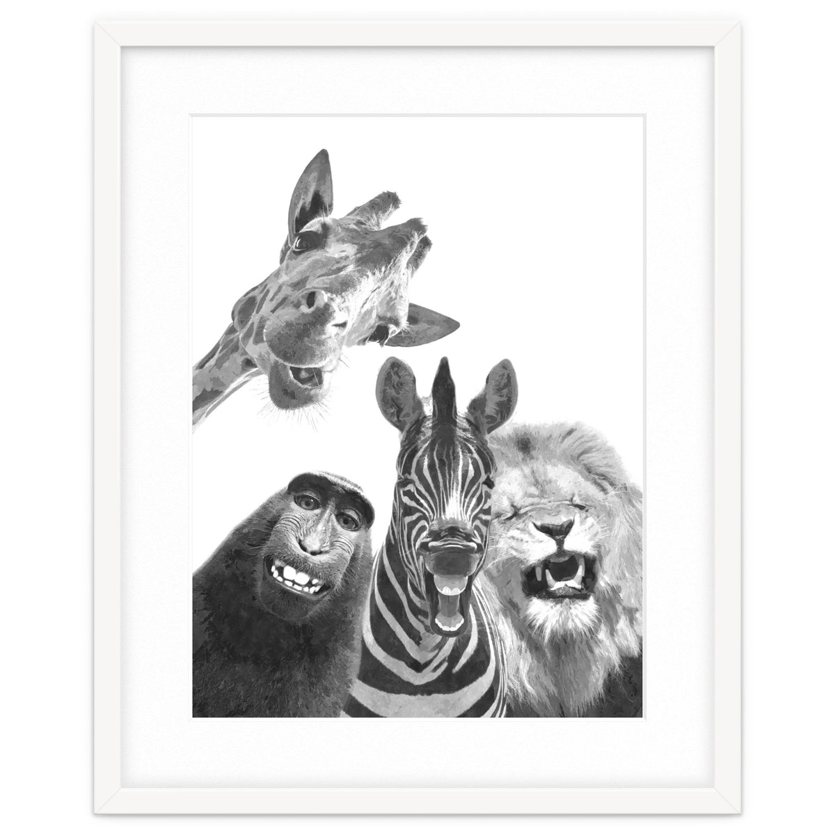 Black and White Jungle Animal Friends