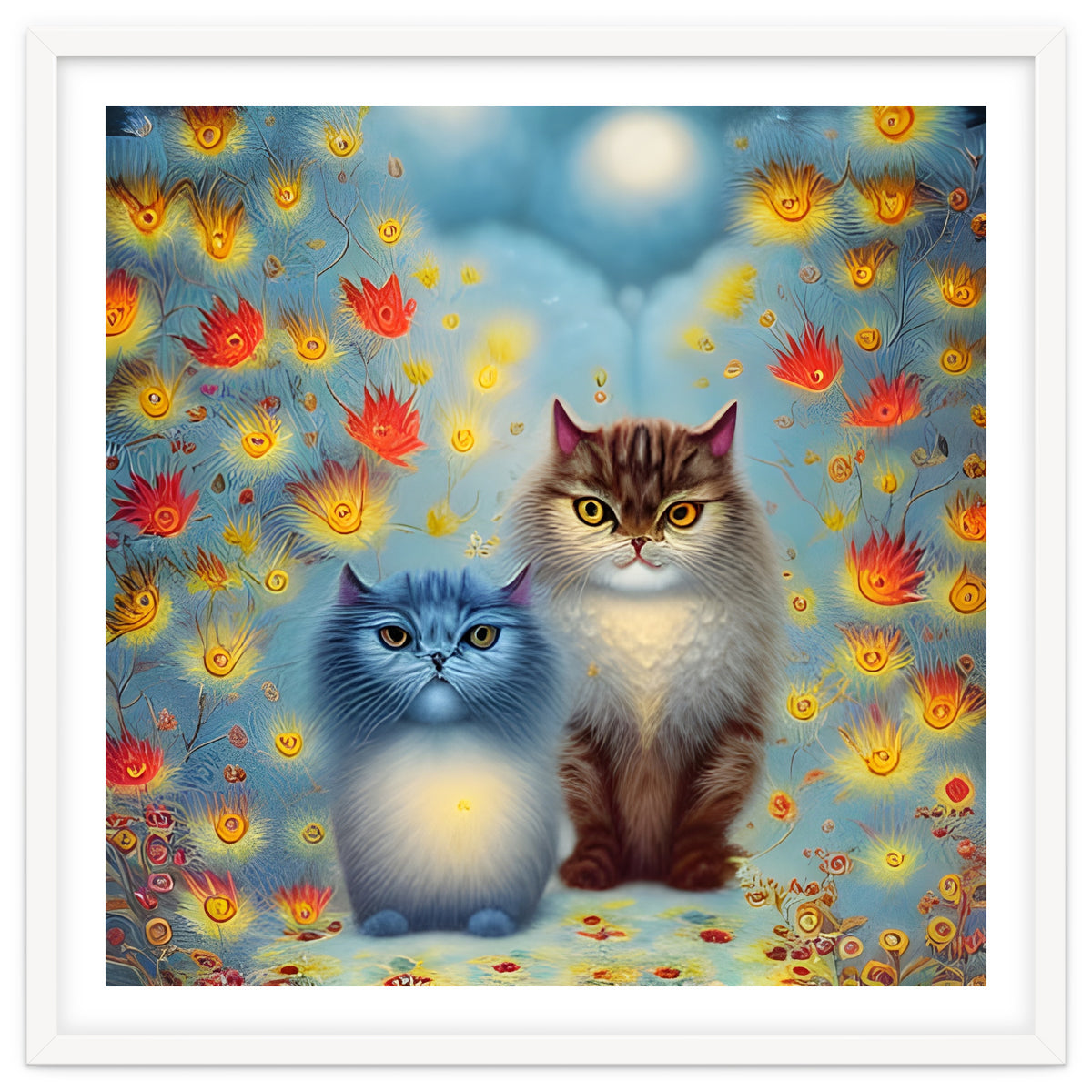 Two Paws Think Alike - Cat Couple in Autumn