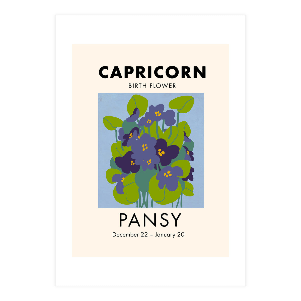 Capricorn Birth Flower Pansy (Print Only)