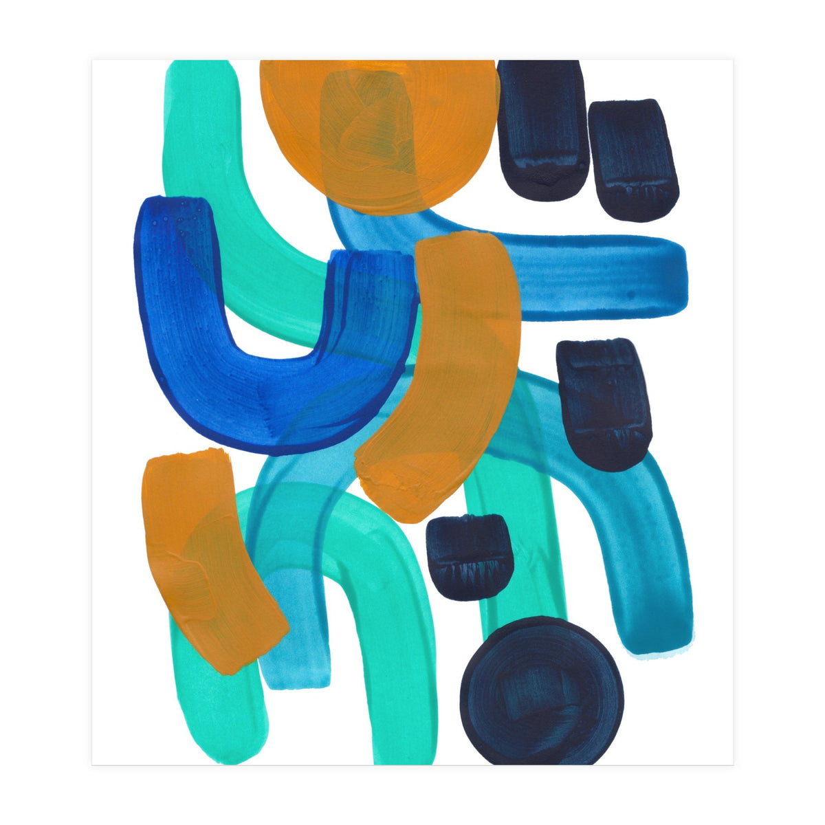 Fun Colorful Blue Turquoise Shape Yellow Accent (Print Only)