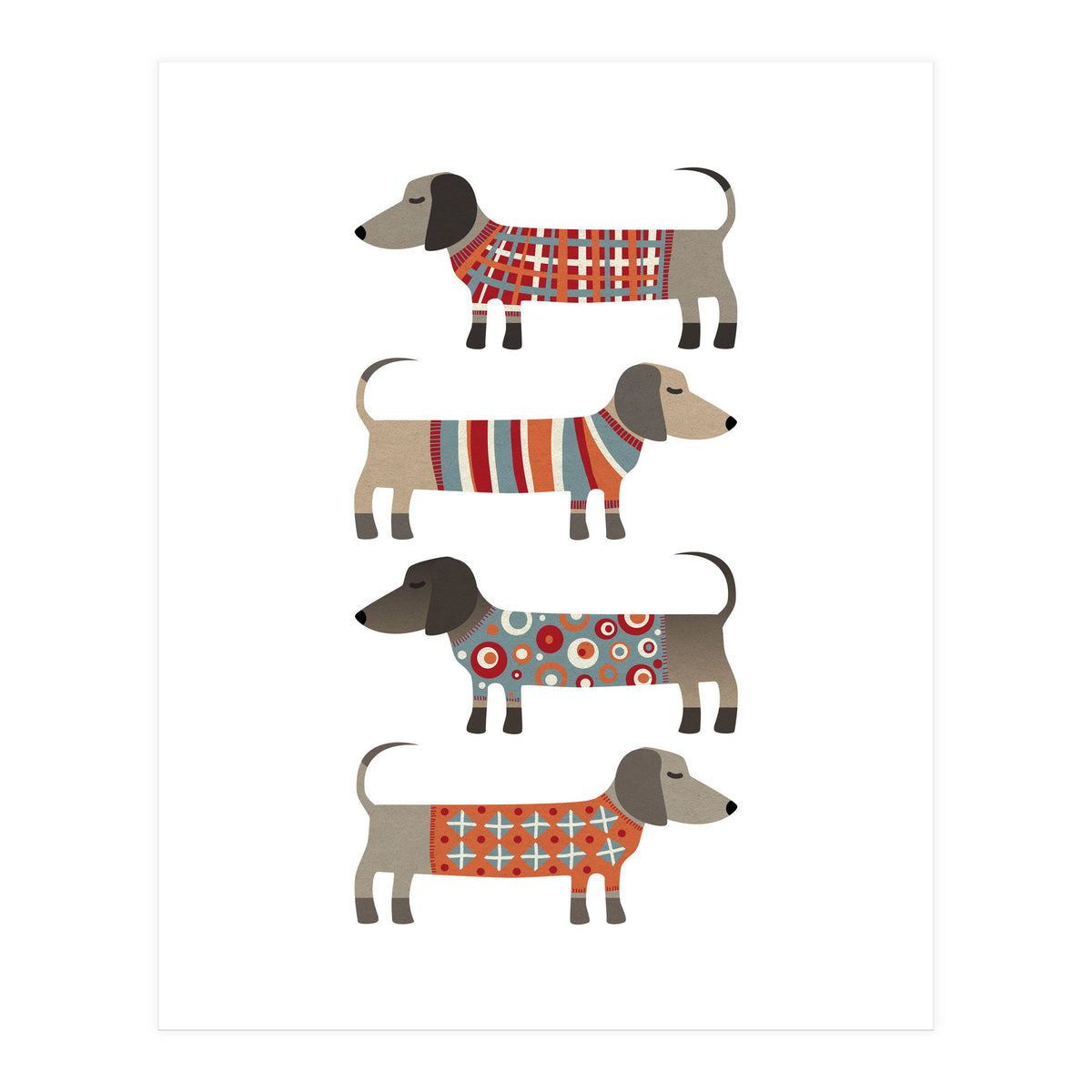 Sausage Dogs In Sweaters (Print Only)
