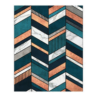 Abstract Chevron Pattern - Copper, Marble, and Blue Concrete (Print Only)