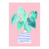 minimal house plant painting in stripy vase (Print Only) thumbnail