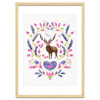 Floral Stag | Pink And Blue