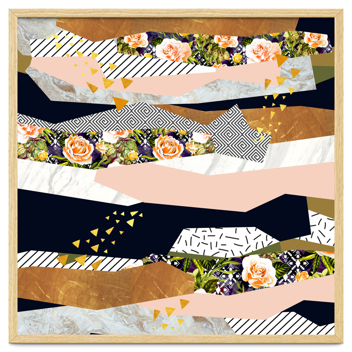 Collage of textured shapes and flowers