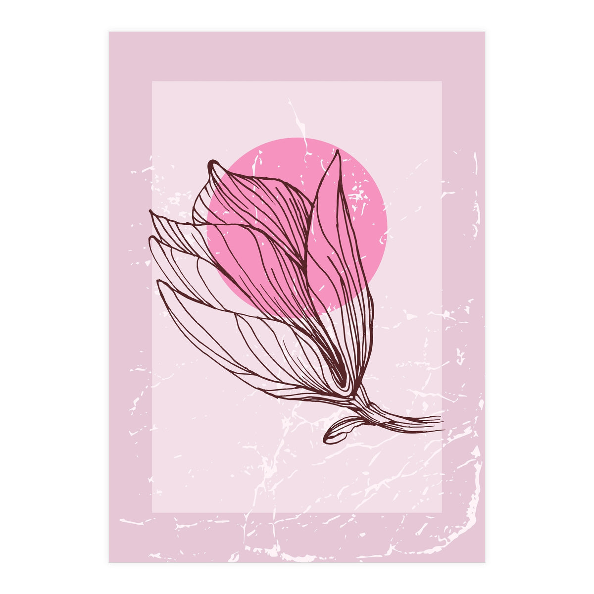 Magnolia  Minimalist Scandinavian, Abstract Geometric Art, Botanical Art (Print Only)