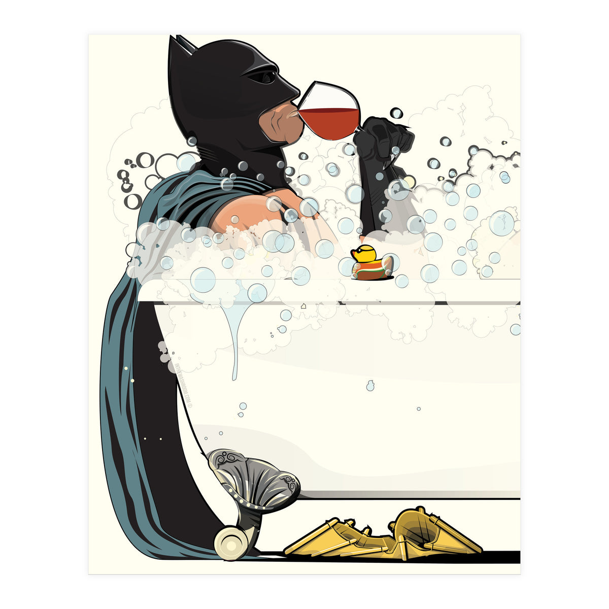 Batman in the Bath, funny Bathroom Humour (Print Only)