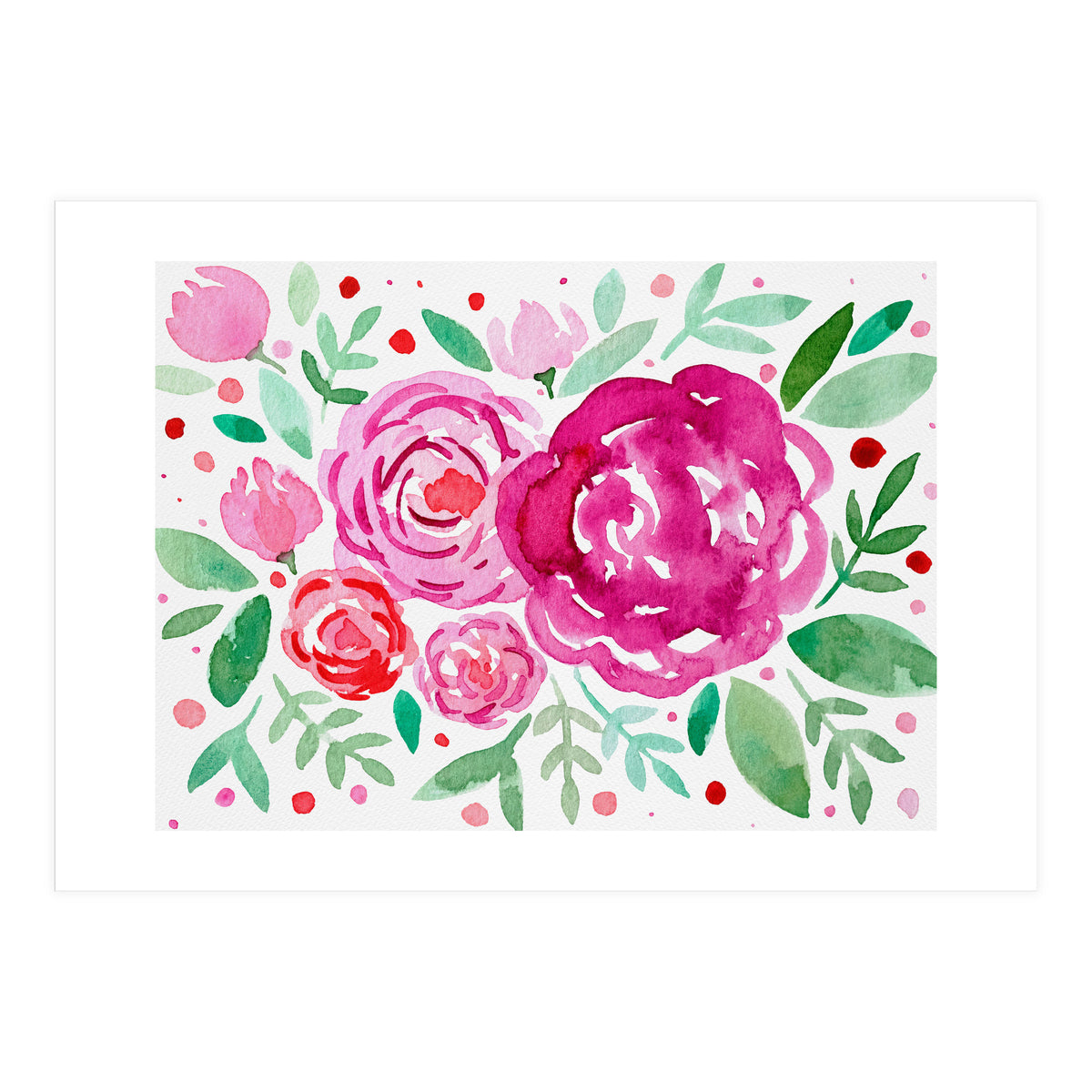 Watercolor roses in pink (Print Only)