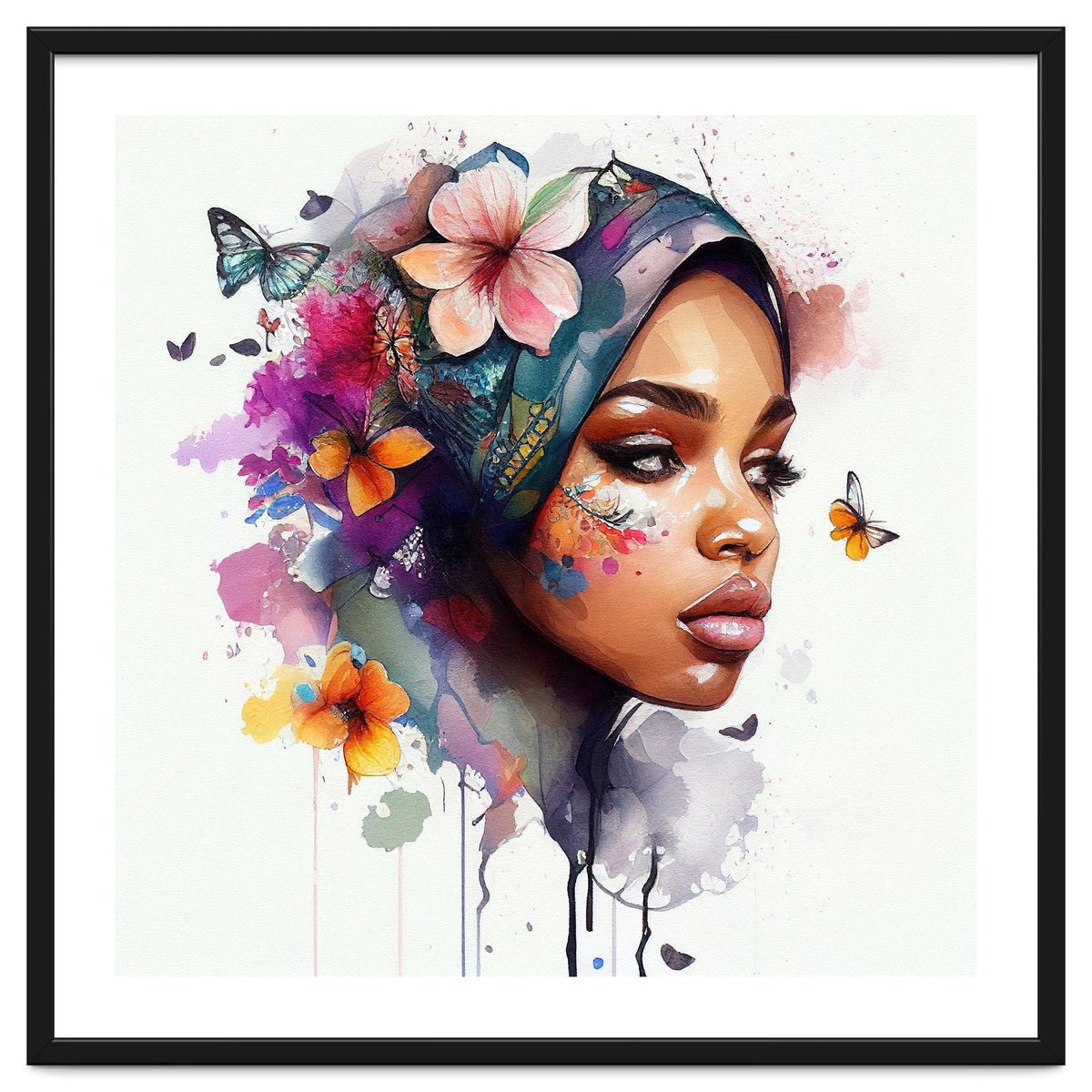 Watercolor Floral Arabian Woman #2