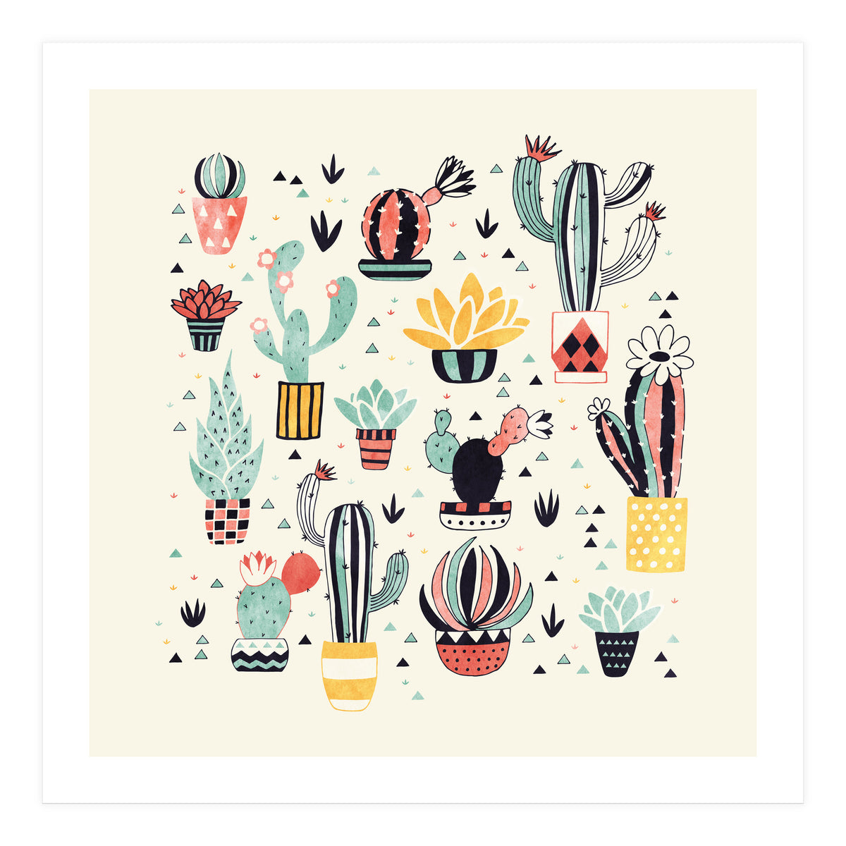 Cactus In A Flower Pot (Print Only)