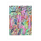 Jungle Mysteries, Colorful Bohemian Rustic Forest, Eclectic Nature Botanical Heliconia Tropical (Print Only) thumbnail