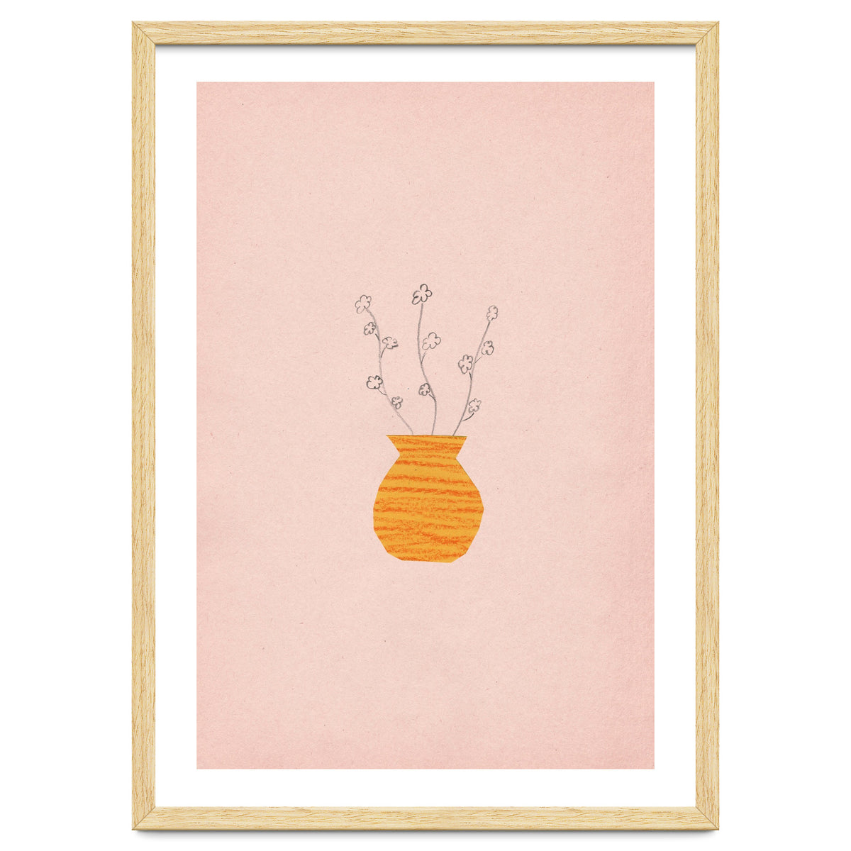 Pink and orange botanical art