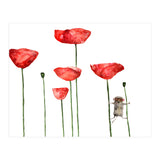 Little mouse loves big poppies || watercolor for nursery (Print Only) thumbnail