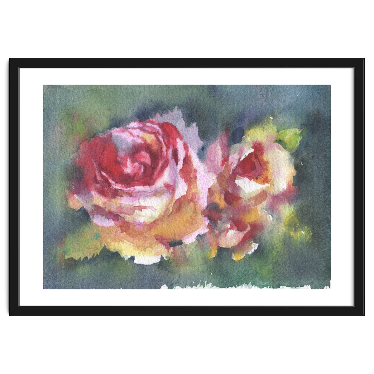 Wildflowers rose watercolor painting