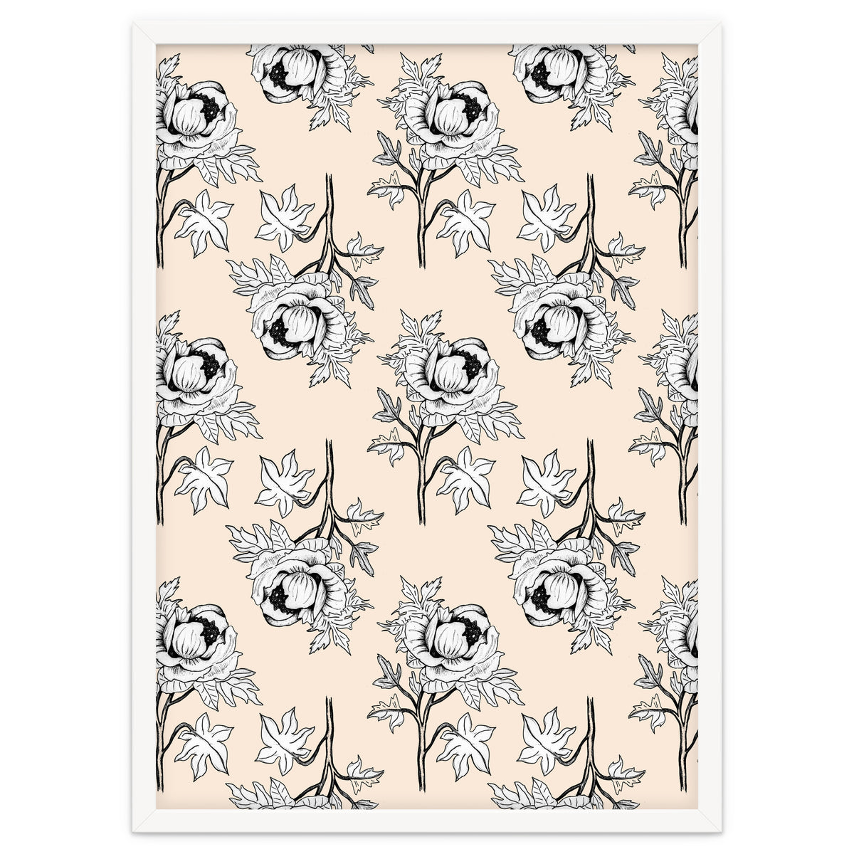 Drawing pattern of roses to pencil on beige