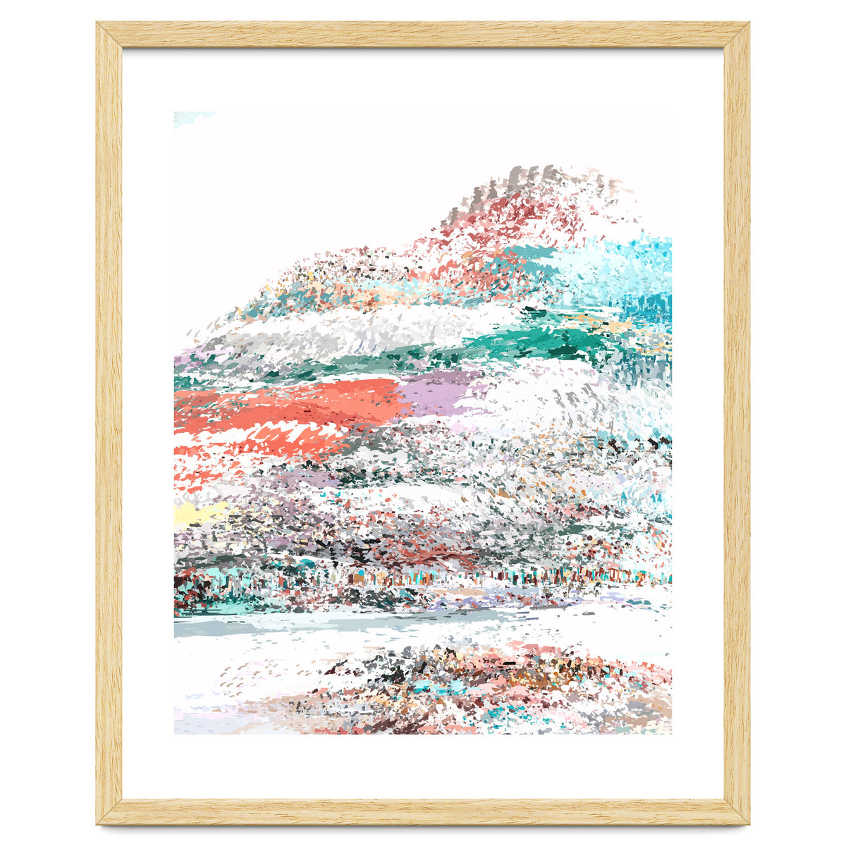 The Snow Mountain, Abstract Nature Digital Painting, Scandinavian Landscape Winter Travel
