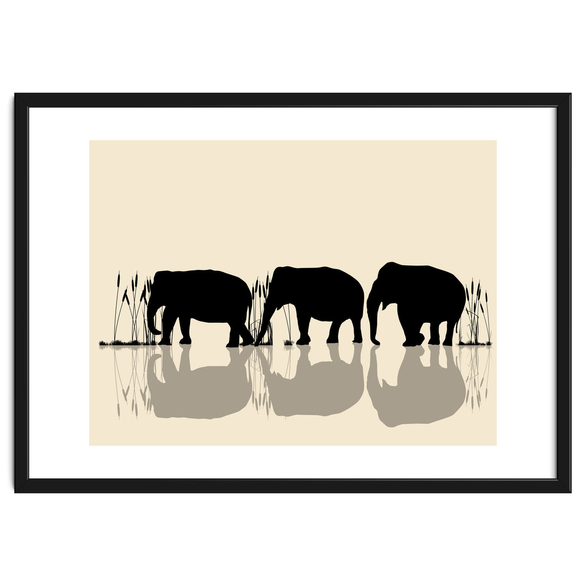 Elephants Crossing Water