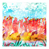 Save The Tropics Series Flamingo Flock Watercolor Painting (Print Only) thumbnail