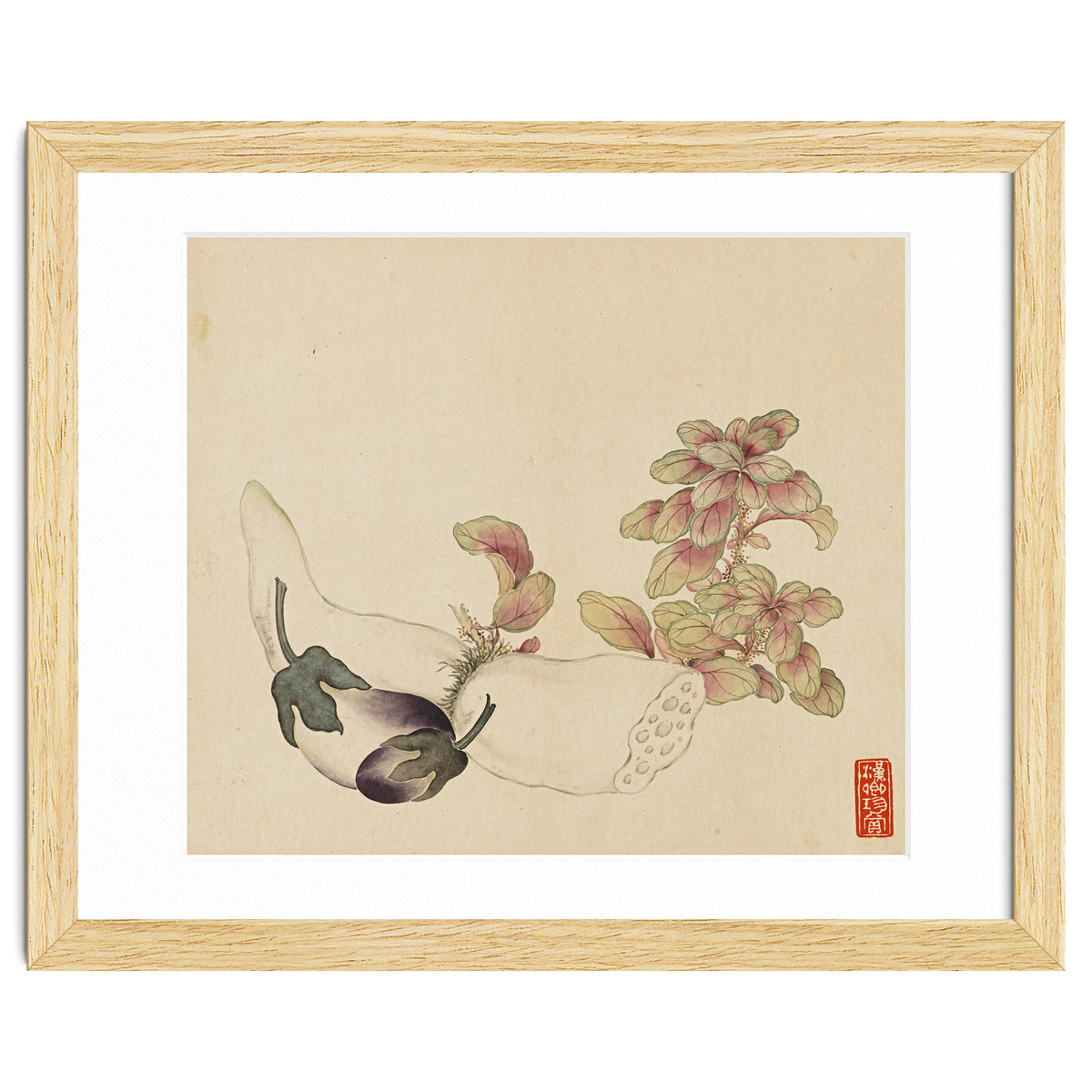 Wang Chengyu ~flowers, Vegetables, Fruits, Eggplant, Lotus Root