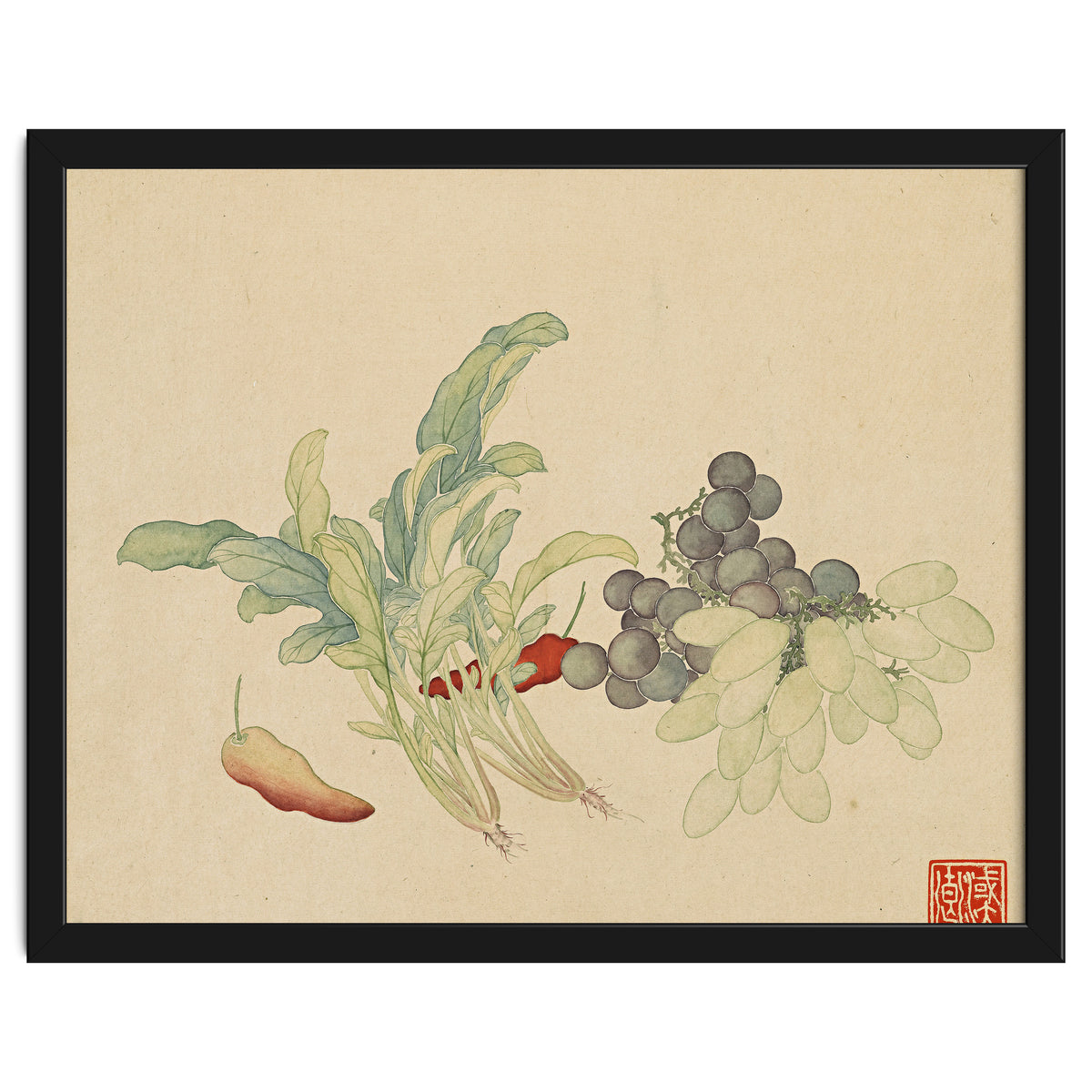 Wang Chengyu ~ Flowers And Vegetables, Vegetables, Fruits, Peppers, Millet Hot, Grapes, Spinach