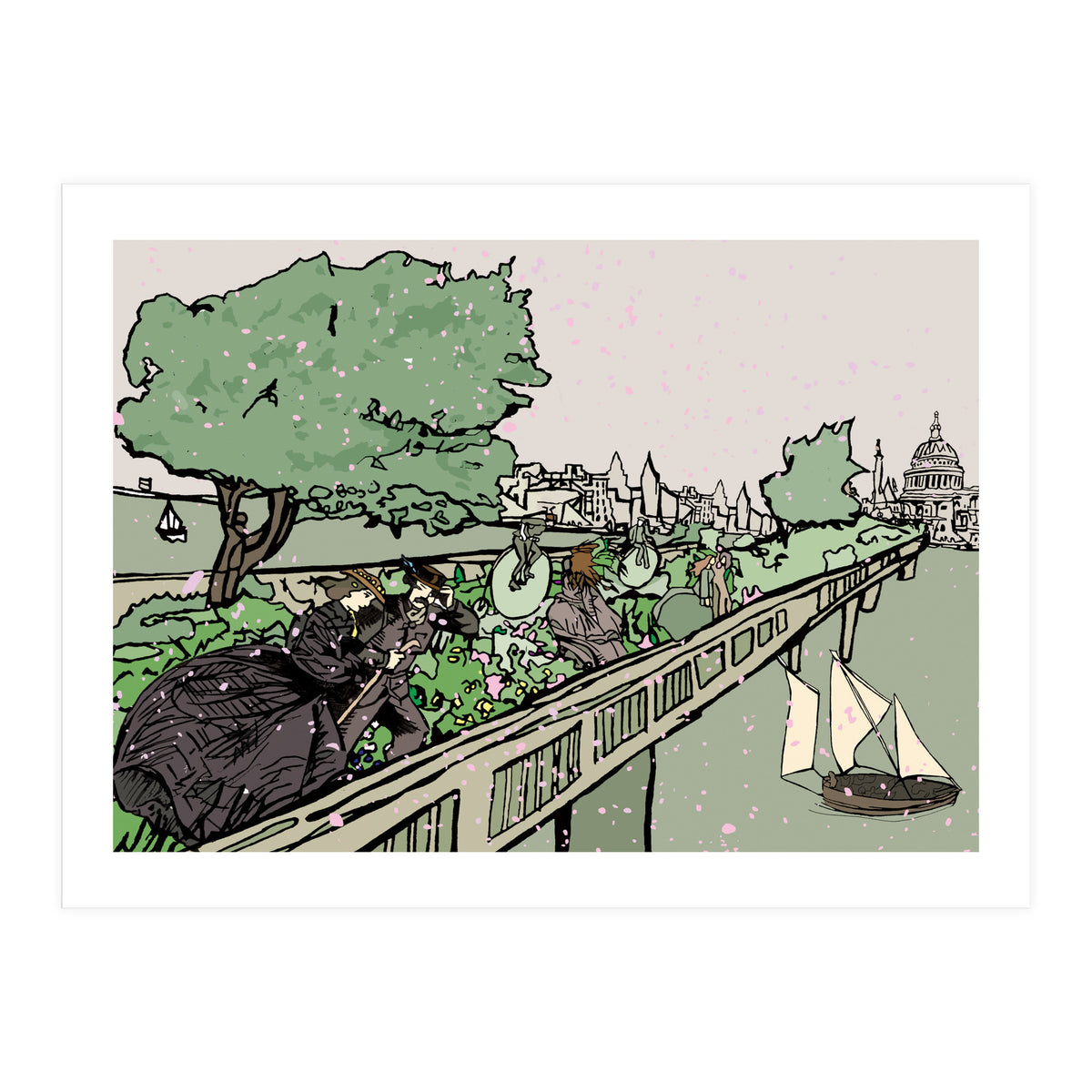 A Windy Day On The Garden Bridge (Print Only)
