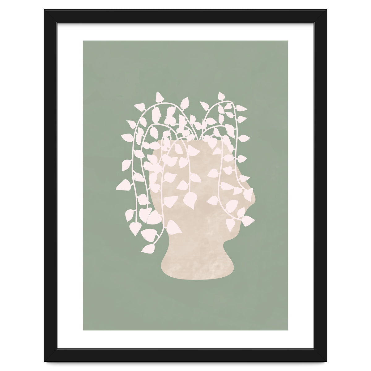 Abstract Potted Figure Sage Green