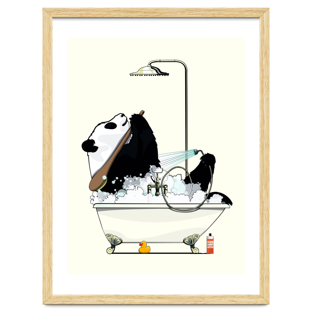 Giant Panda Bear in the Bath, funny bathroom humour