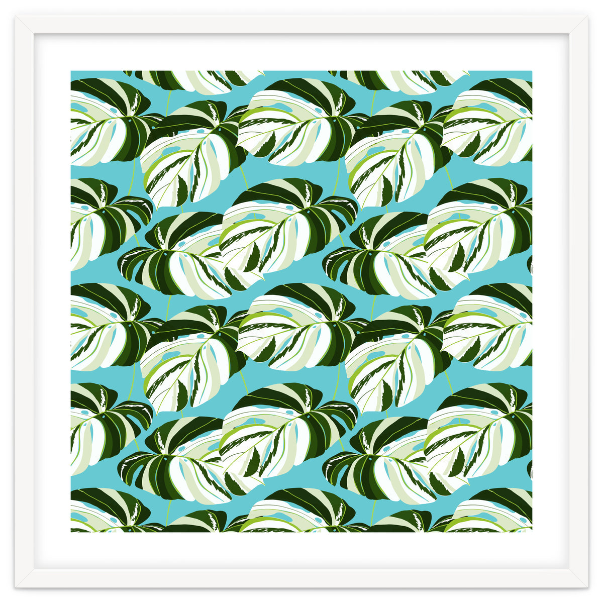 Summer Variegated Monstera | Rainforest Jungle botanical Plants Illustration | Boho Tropical Nature
