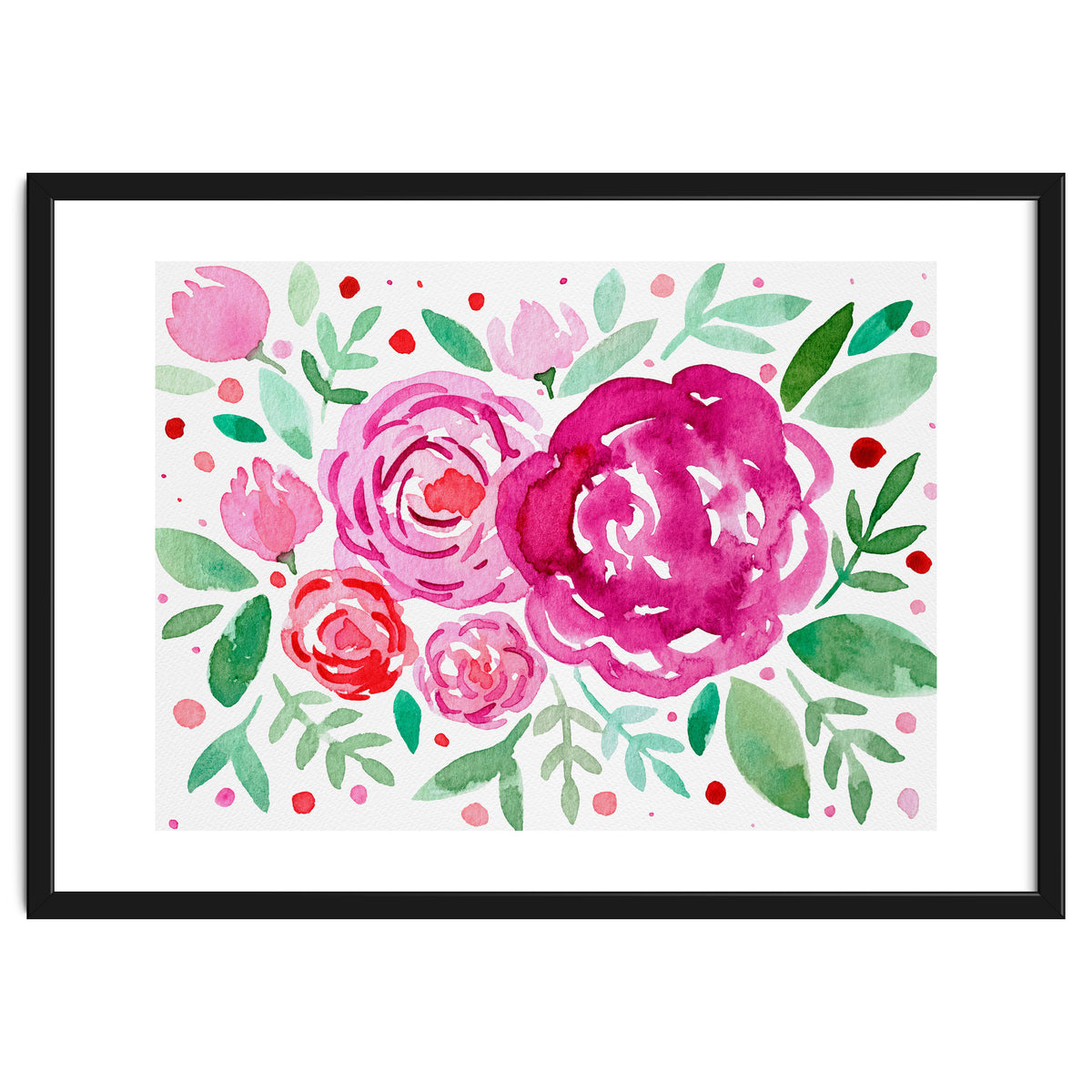 Watercolor roses in pink