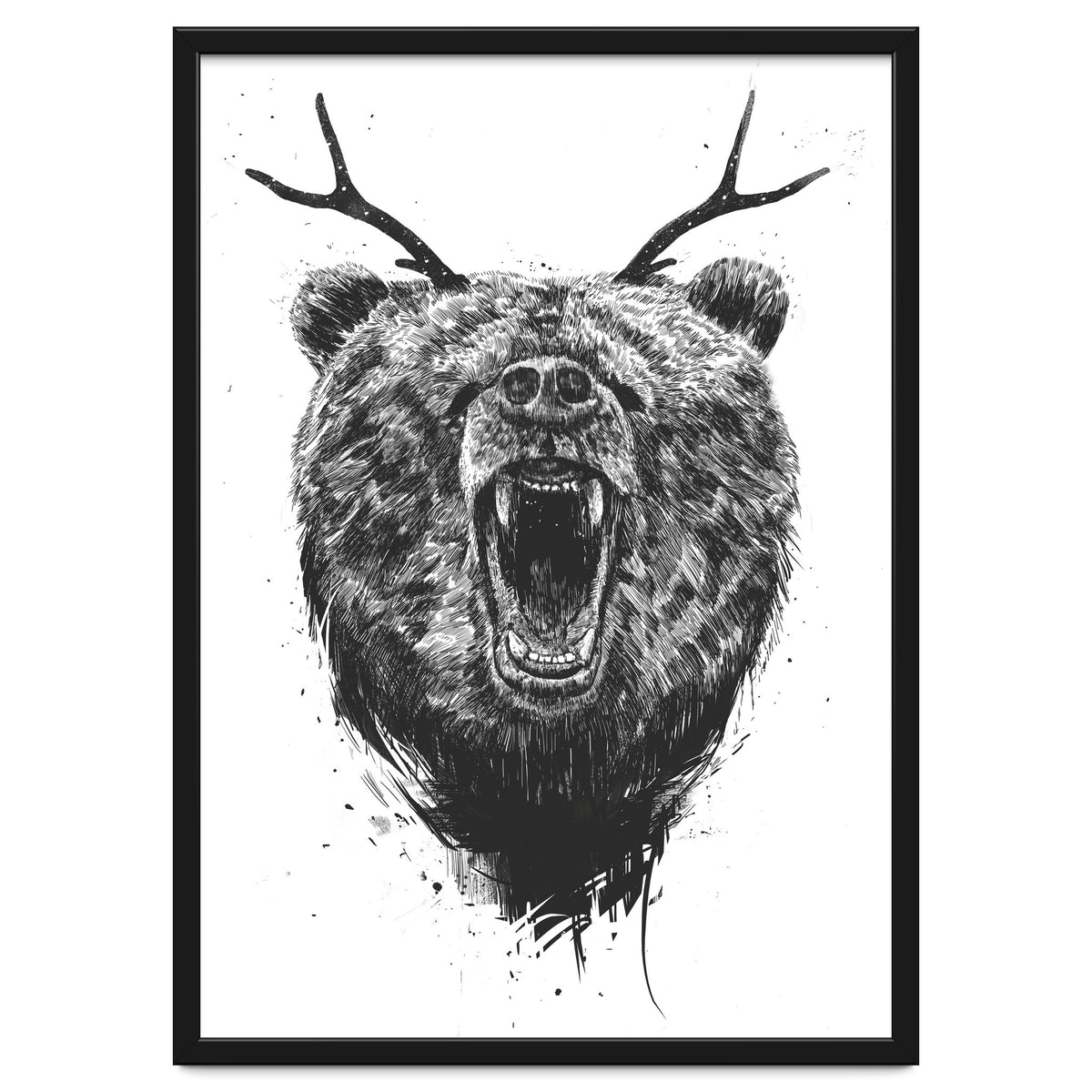 Angry Bear With Antlers