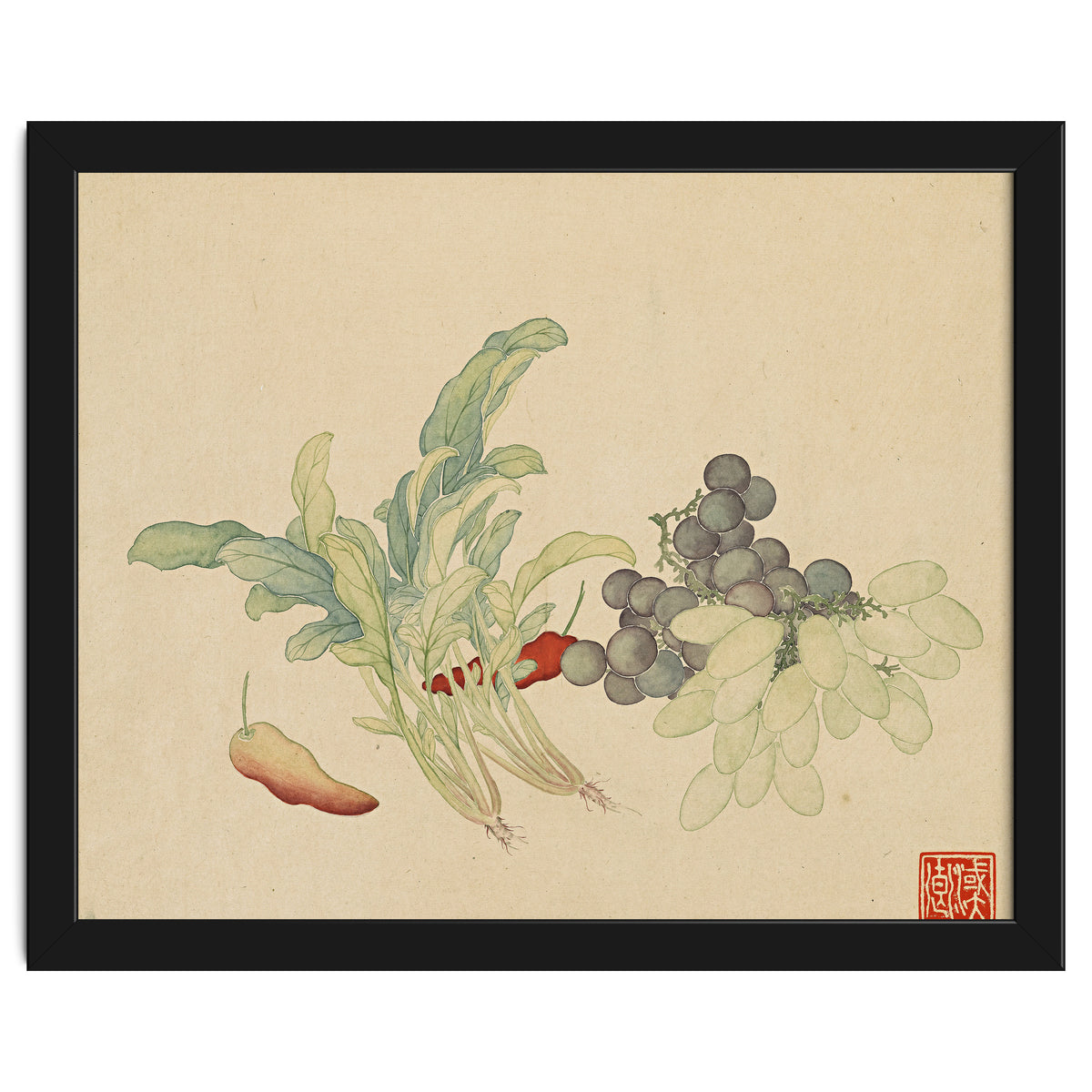 Wang Chengyu ~ Flowers And Vegetables, Vegetables, Fruits, Peppers, Millet Hot, Grapes, Spinach