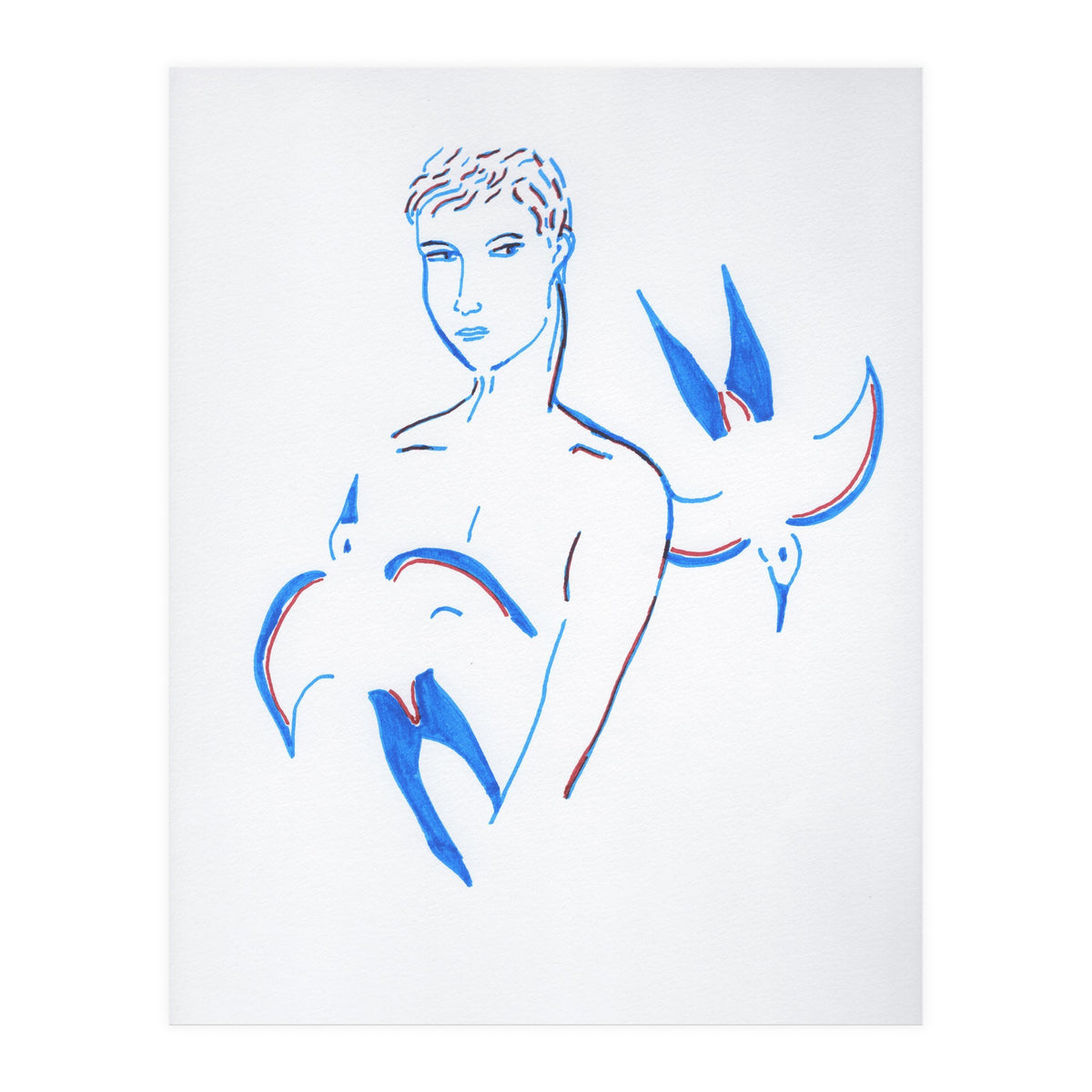 Boy with blue birds (Print Only)
