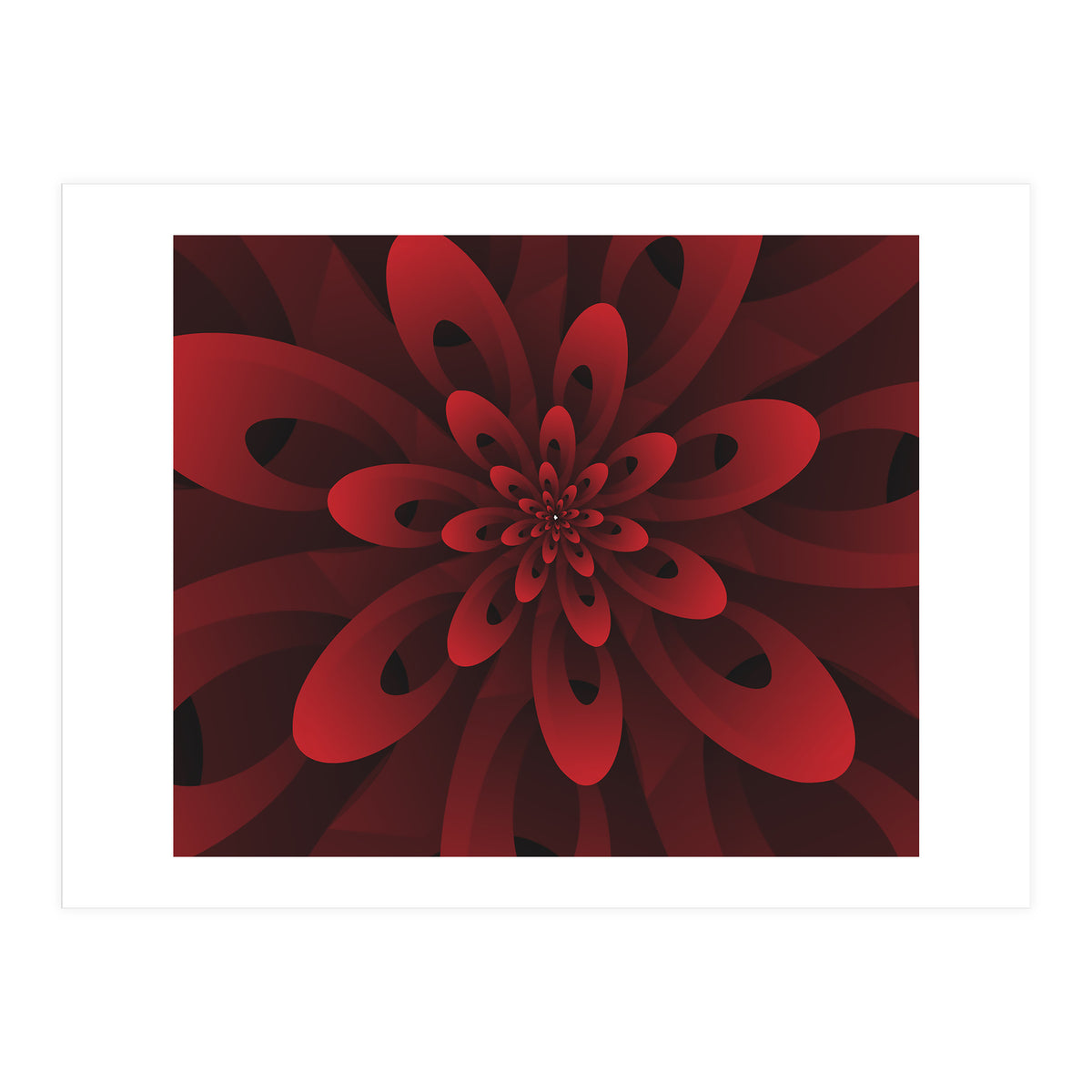 Abstract Digital Modern Red Floral 3D ART (Print Only)