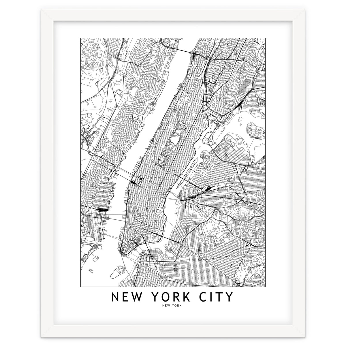 New York City White Map
