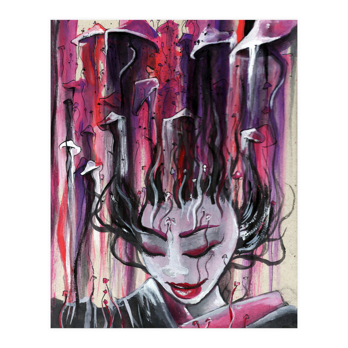 Geisha in Mushrooms: The Surrealistic Concubine (Print Only)