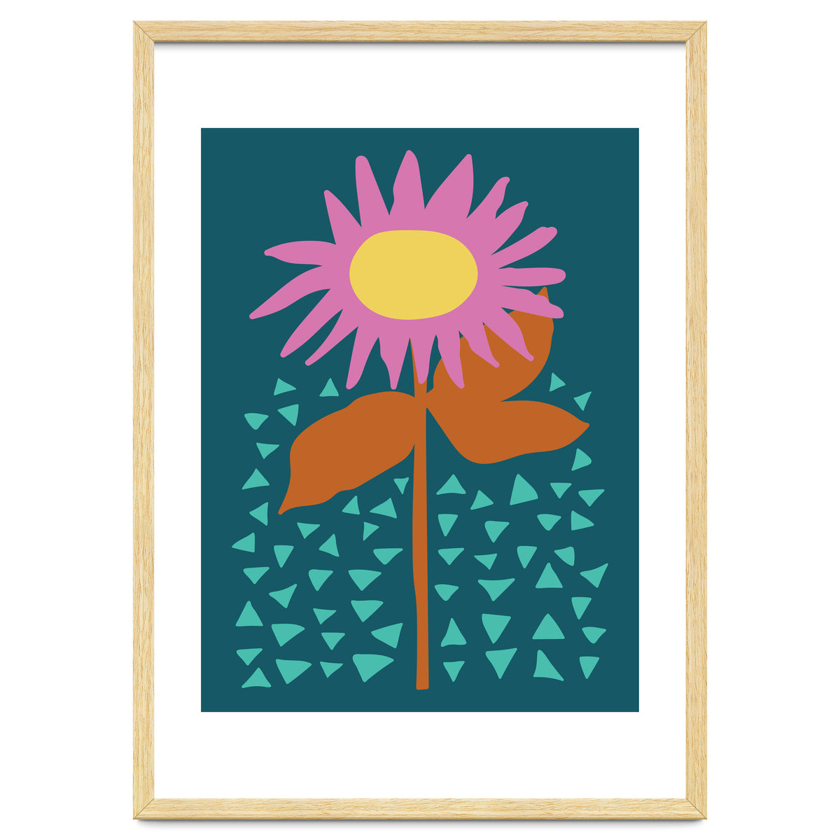 Pink Flower on Teal