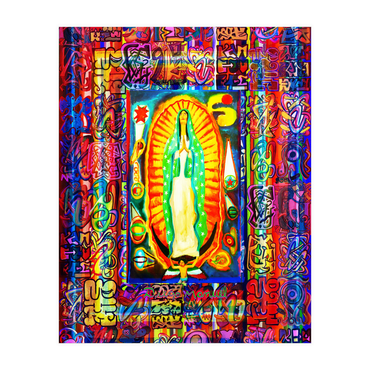 Graffiti Digital 2022 335 and Virgin of Guadalupe (Print Only)