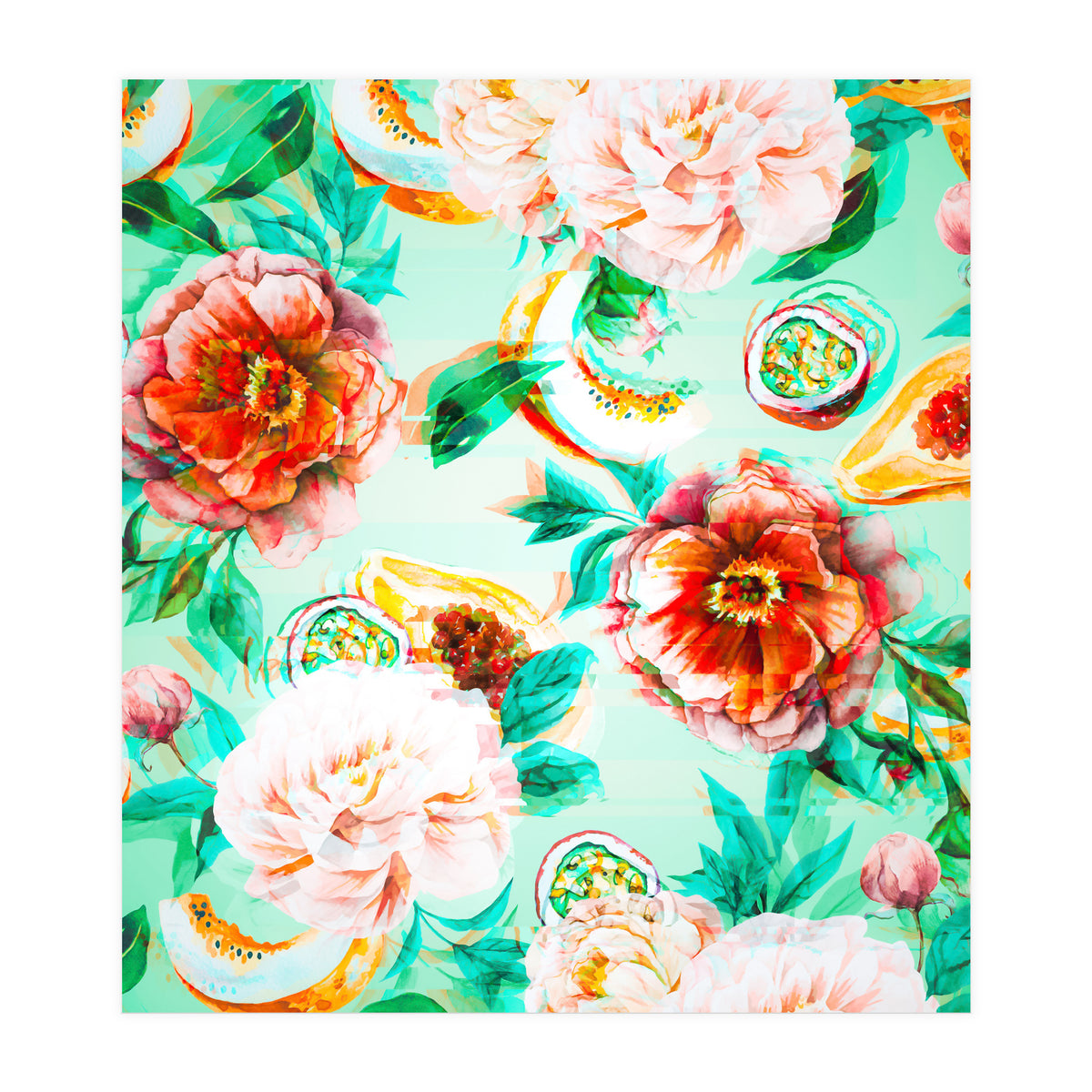 Tropical flowery fruit glitch  (Print Only)