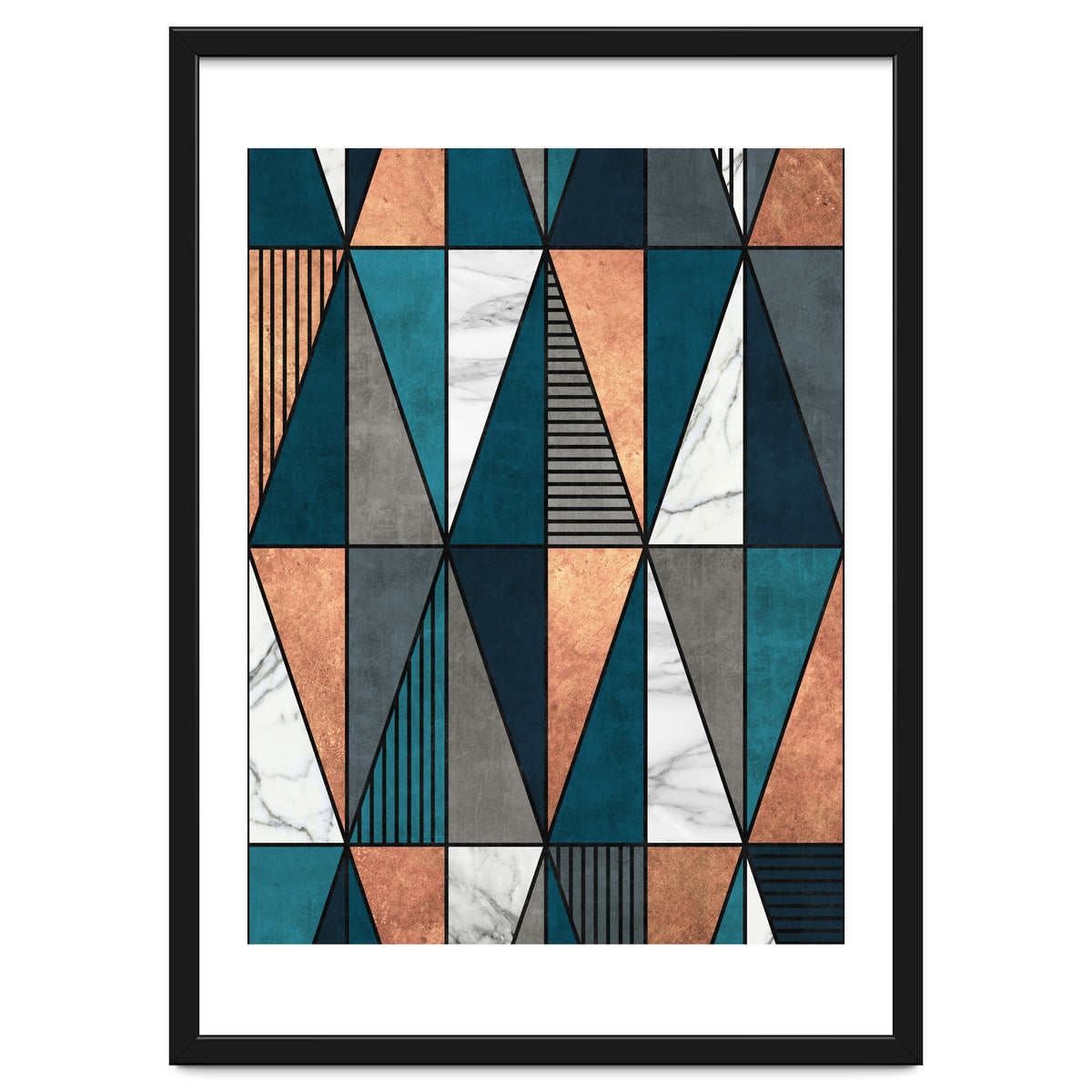 Copper, Marble and Concrete Triangles with Blue