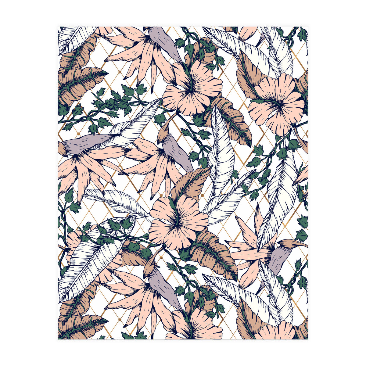 Exotic flowering and pattern geometric (Print Only)