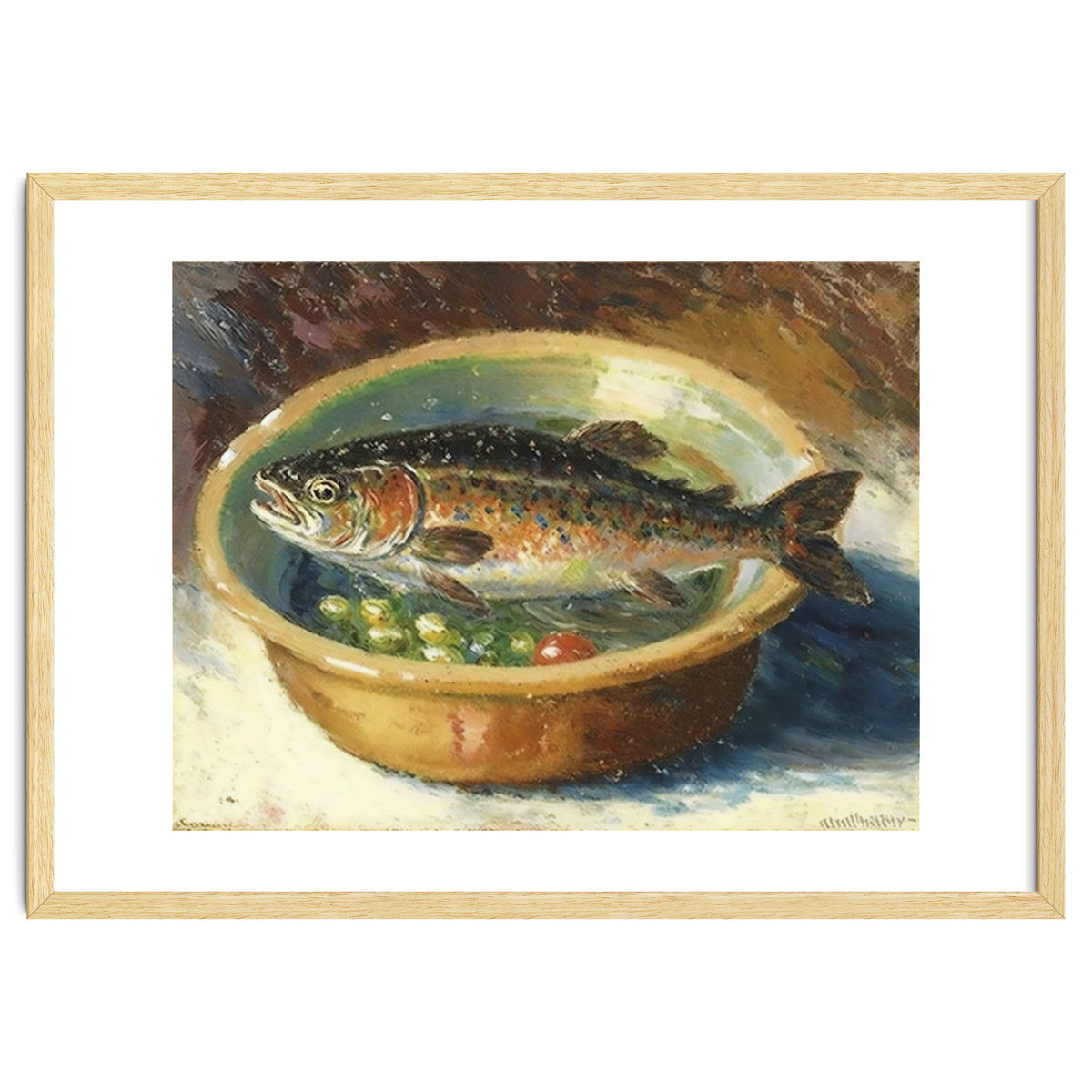 Trout in a Bowl Oil Painting
