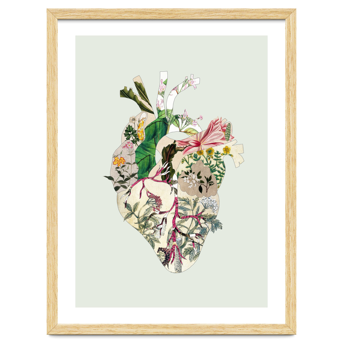 Vintage Botanical Heart - Green