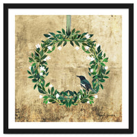 Wreath #White Flowers & Bird #Royal collection