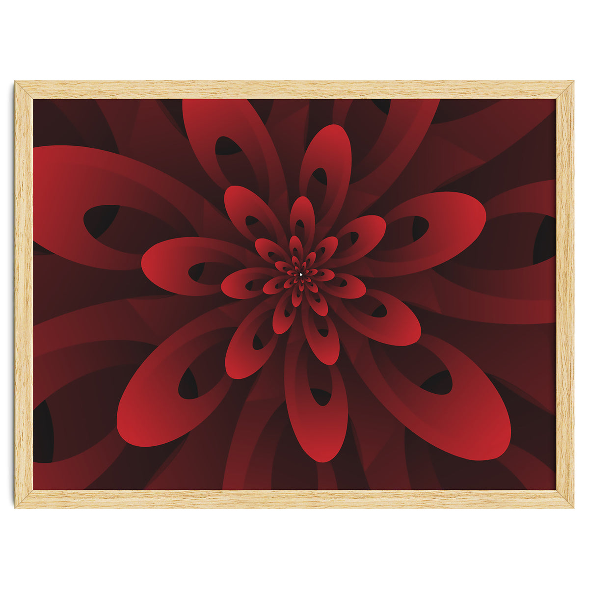 Abstract Digital Modern Red Floral 3D ART