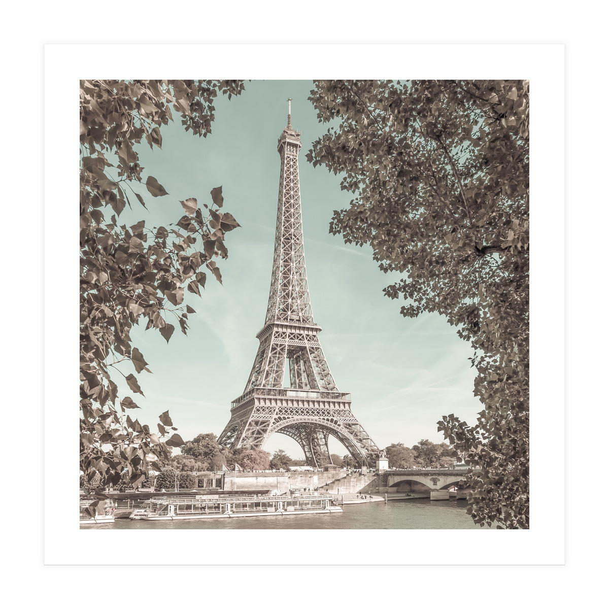 PARIS Eiffel Tower & River Seine | urban vintage style (Print Only)